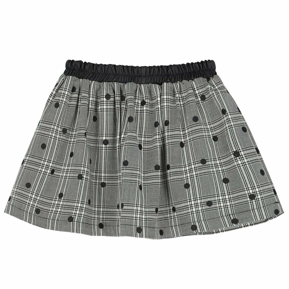 MAYORAL Girls Black & White Plaid & Polka Dot Skirt